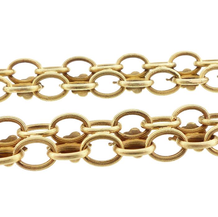 Early Victorian 14K Gold Fancy Link 20&quot; Gold Chain