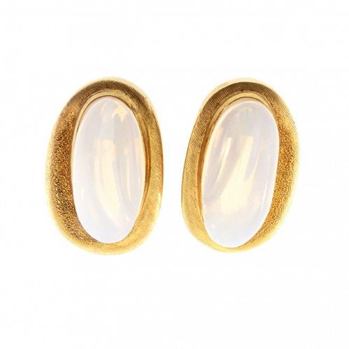 Haroldo Burle Marx 18K Gold & Forma Livre Moonstone Earrings