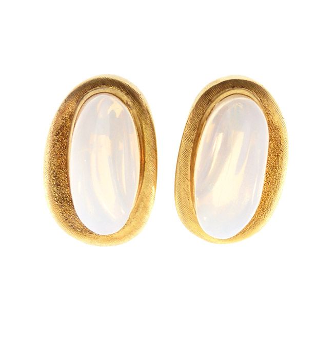 Haroldo Burle Marx 18K Gold &amp; Forma Livre Moonstone Earrings