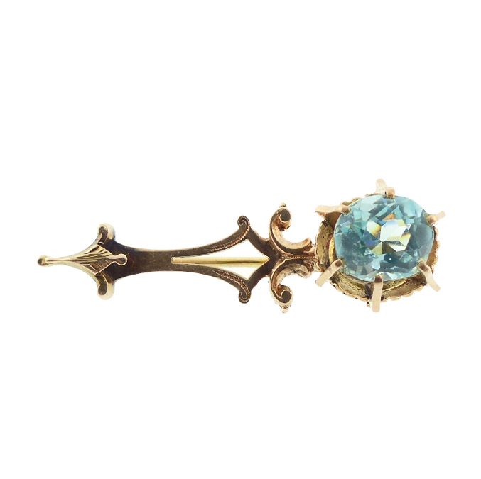 Late Georgian 14K Gold &amp; Blue Paste Halley’s Comet Pin