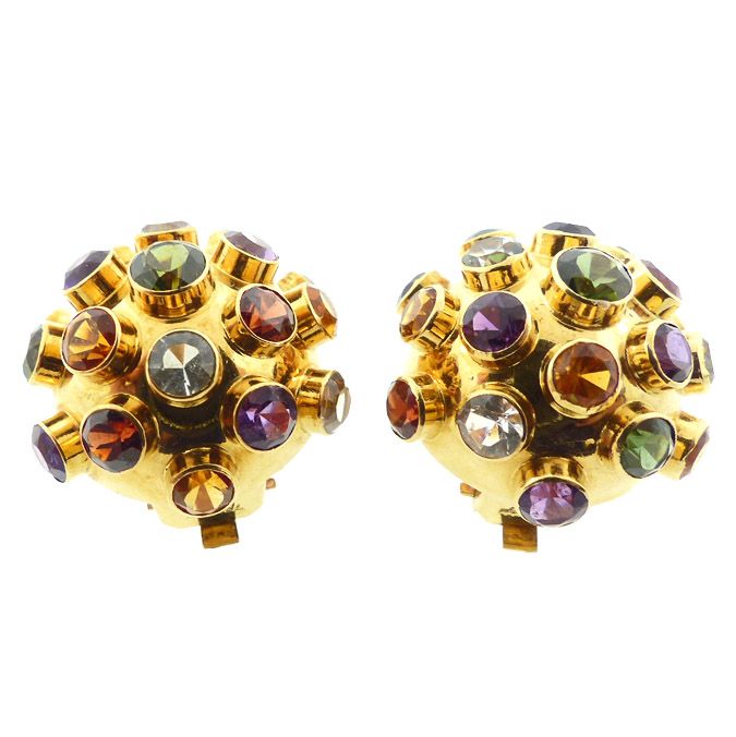 H Stern Sputnik 18K Gold &amp; Multicolored Gemstone Earrings