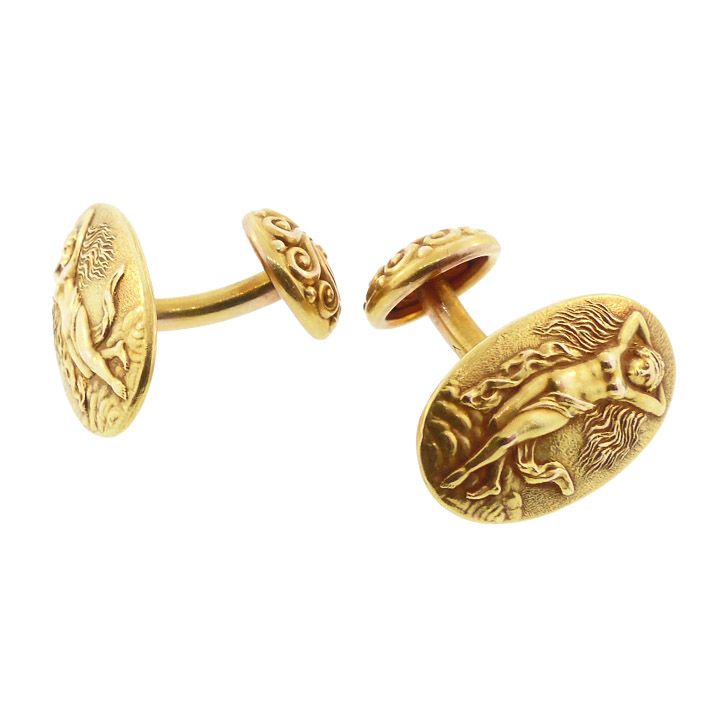 Carter, Gough &amp; Co. Art Nouveau 14K BIRTH OF VENUS Cufflinks