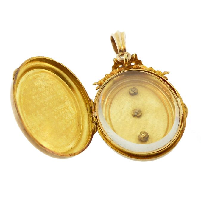 Napoleon III 18K Gold, Ruby &amp; Pearl Locket
