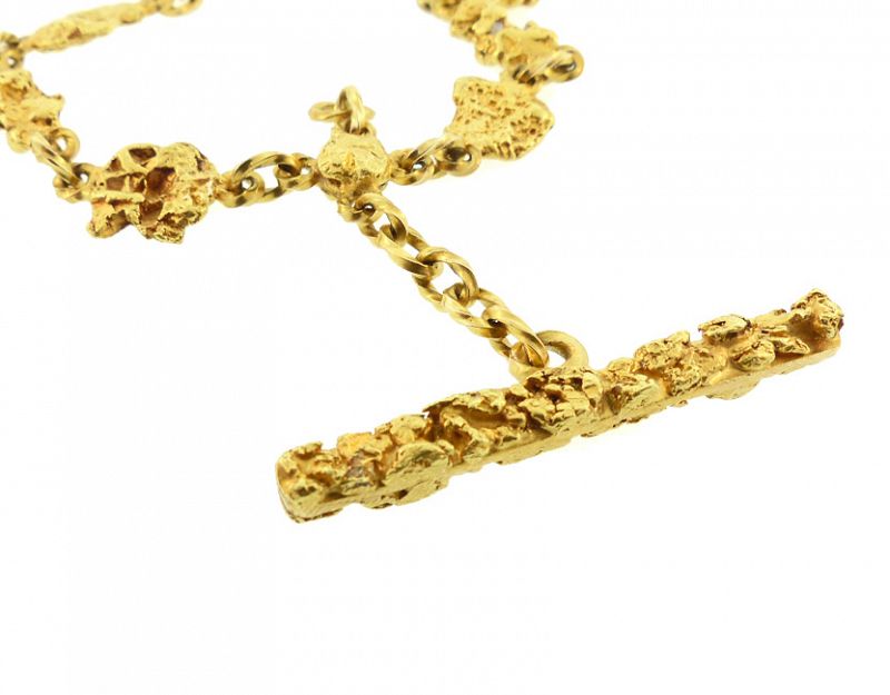Victorian Natural Gold Nugget (20-24K) &amp; 14K Gold Watch Chain