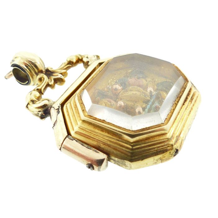 Georgian 18K Multicolored Gold, Rock Crystal Carnelian Watch Fob Seal