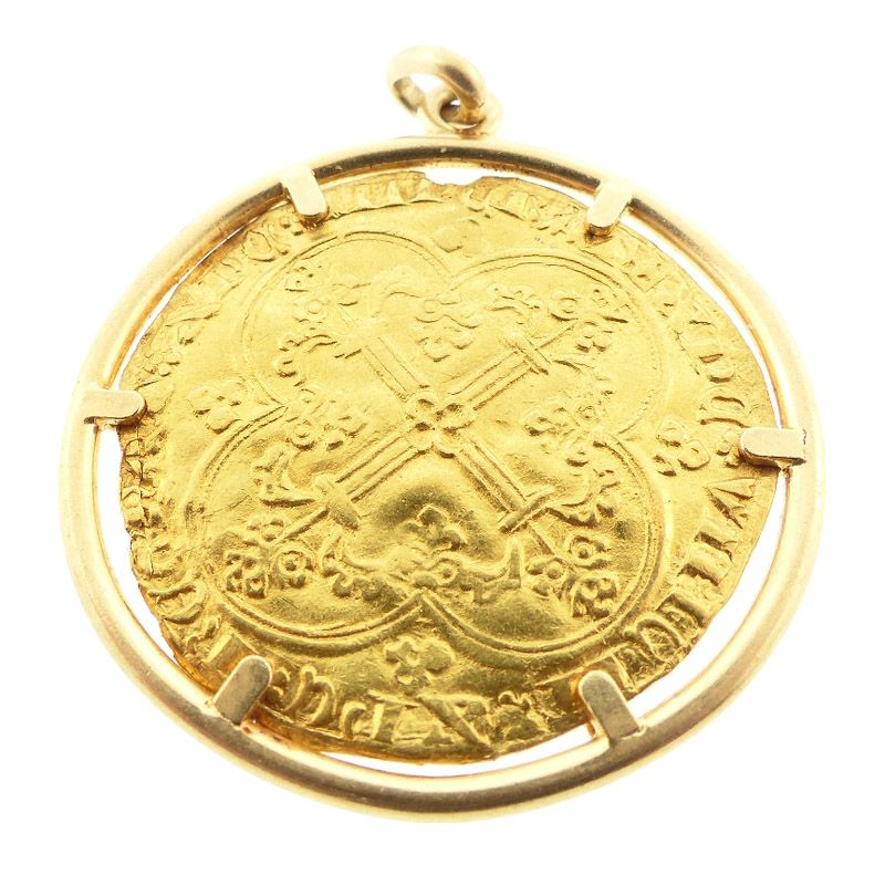 Medieval French Jean II Le Bon Franc a Cheval Gold Royal Coin Pendant