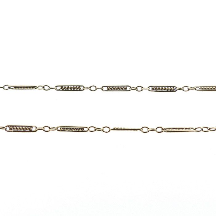 Art Deco 14K White Gold Filigree Pendant 25&quot; Chain