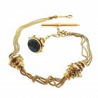 French Louis XVIII 18K Gold, Ruby & Bloodstone Watch Chain