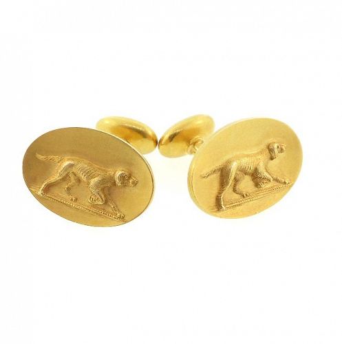 Carrington Art Nouveau Hunting Dog Bean-Back Cufflinks