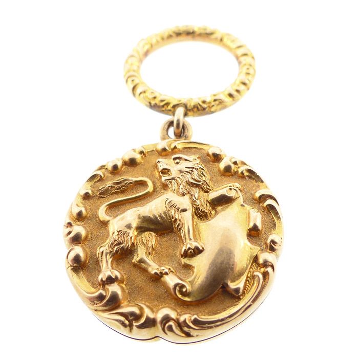 Victorian 14K Gold Lion Rampant Locket