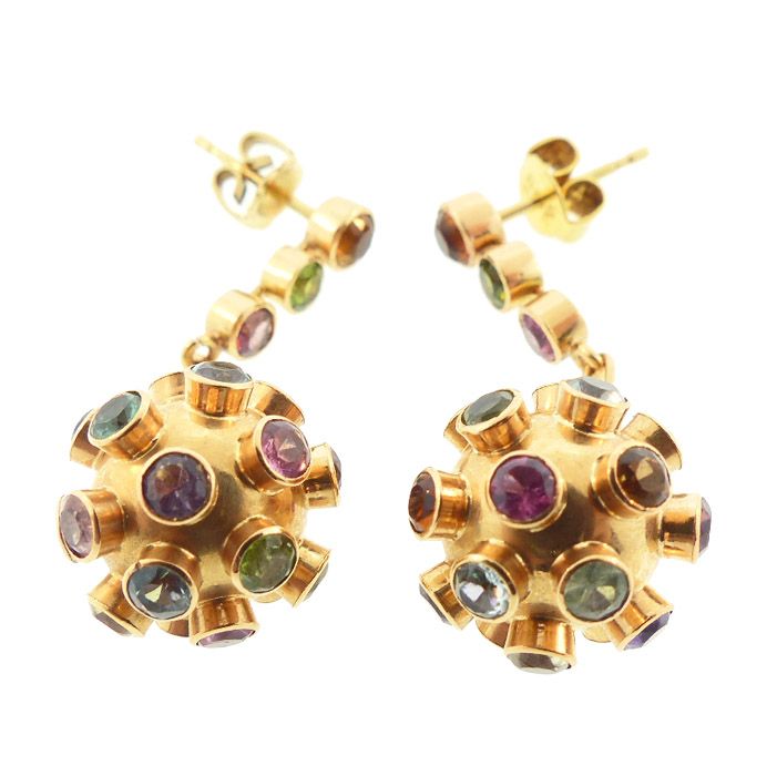 H Stern Sputnik 18K Gold &amp; Multicolored Gemstone Drop Earrings