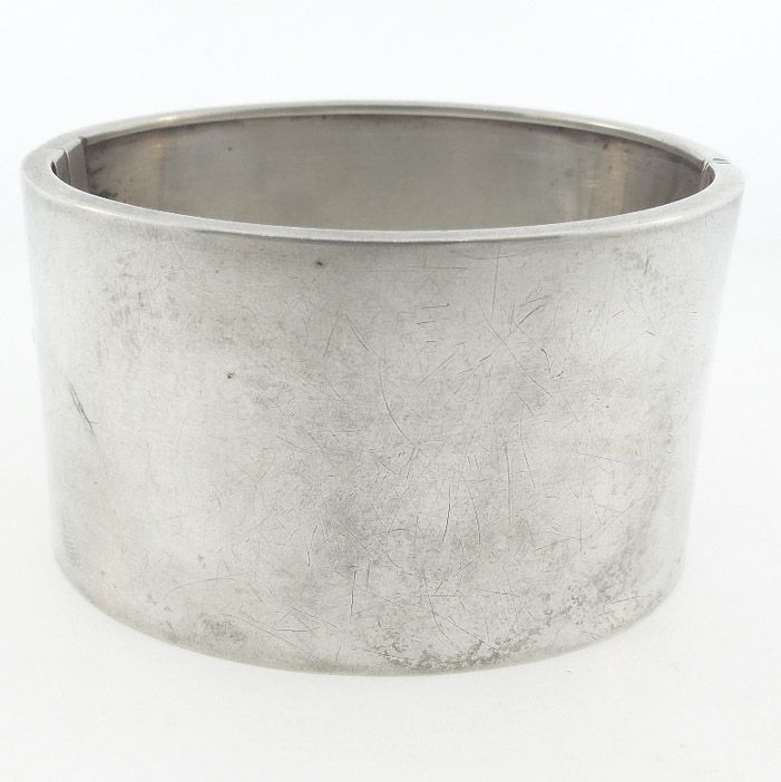 Victorian Engraved Silver Aesthetic Period Wide Cuff Bangle Bracelet