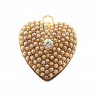 Victorian14K Gold, Seed Pearl & Diamond Heart Pendant