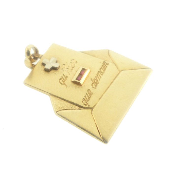 A Augis 18K Gold &amp; Ruby Diamond PLUS QU’HIER Love Letter Pendant Charm