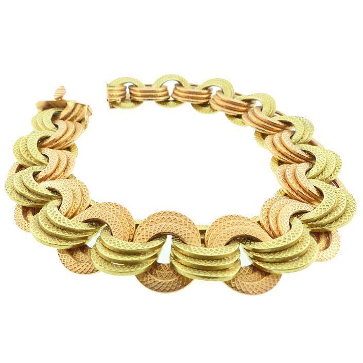 Pre-War Marchisio Italian 18K Rose &amp; Yellow Gold Retro Bracelet