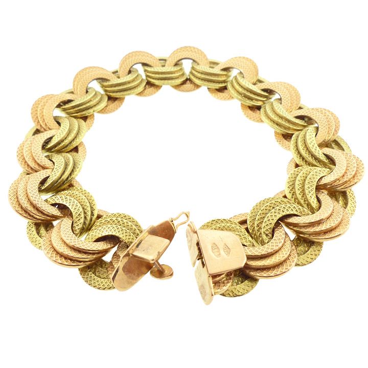 Pre-War Marchisio Italian 18K Rose &amp; Yellow Gold Retro Bracelet