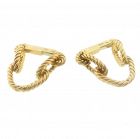 French 18K Gold Ropetwist Chain Link Stirrup Cufflinks