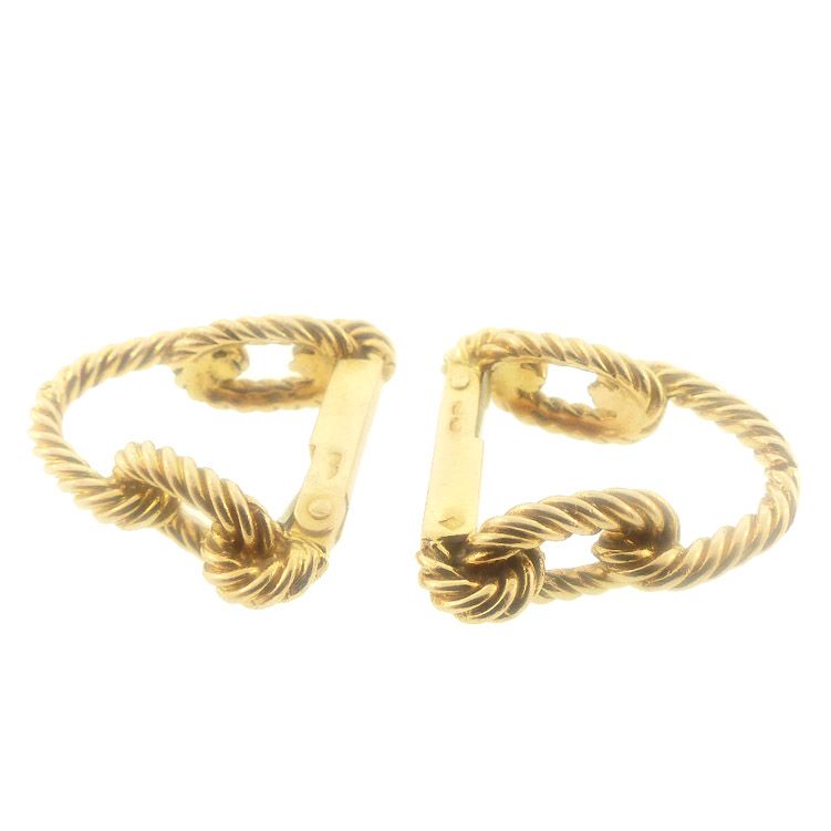 French 18K Gold Ropetwist Chain Link Stirrup Cufflinks