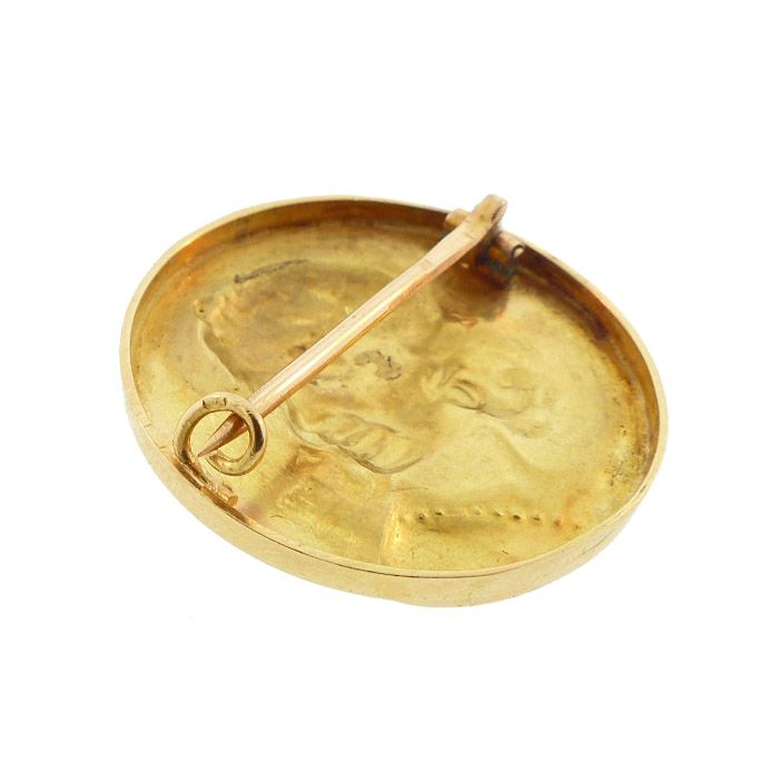 Art Nouveau 18K Gold &amp; Diamond AMOR (CUPID) Brooch by Frédéric Vernon