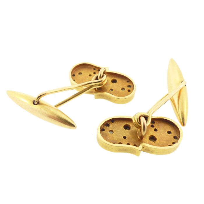 Art Noveau 18K Gold &amp; Diamond Cufflinks