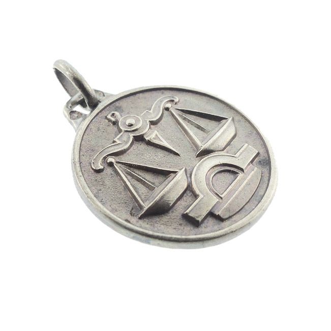 Vintage French Silver Zodiac Libra Pendant or Charm