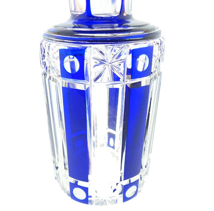 Cristalleries de Nancy Blue Overlay Cut Crystal Perfume Bottle