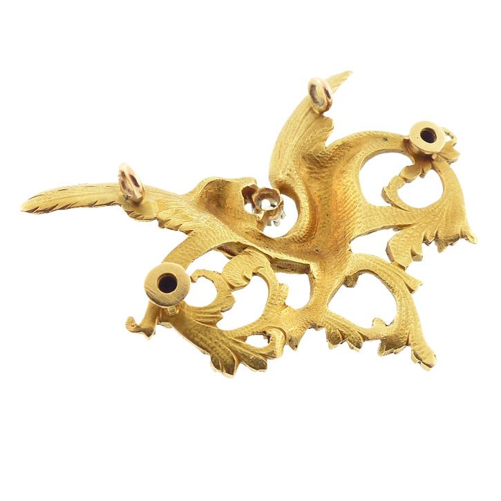 French Victorian Art Nouveau 18K Gold &amp; Diamond Griffin Pendant