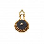 French Victorian 18K Gold, Onyx & Pearl Pendant