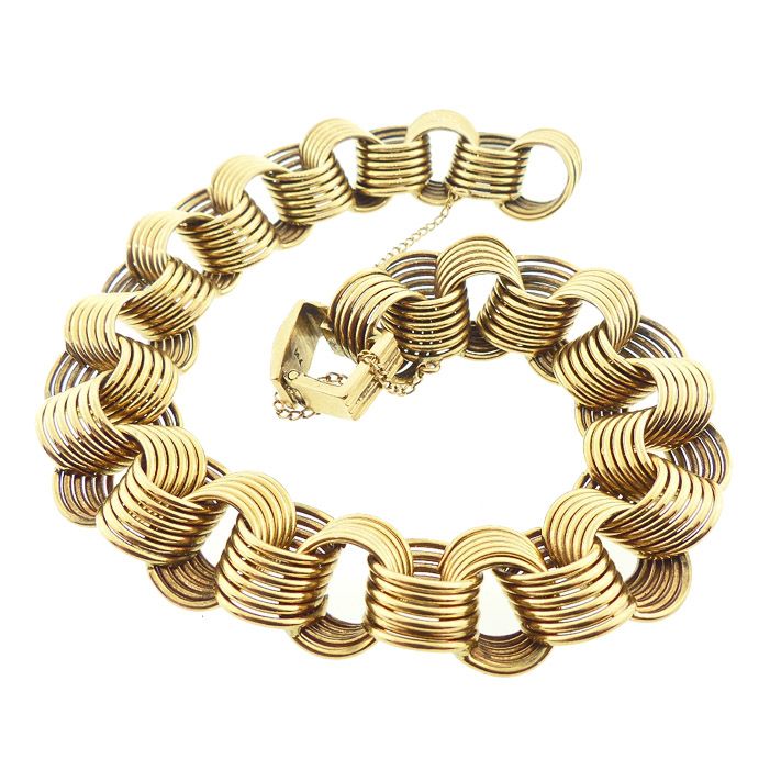Retro 14K Gold Fancy Sextuple Link Bracelet