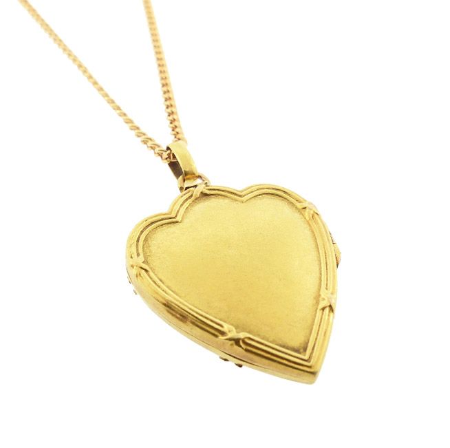 Edwardian French 18K Gold, Ruby &amp; Diamond Heart Locket