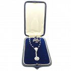 French Belle Epoque Platinum & Diamond Lavaliere Necklace