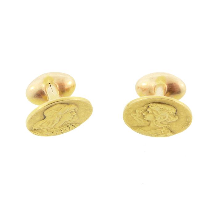 Victorian 14K Gold Romeo &amp; Juliet Cufflinks by Bippart