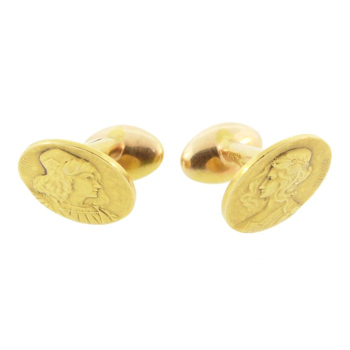 Victorian 14K Gold Romeo &amp; Juliet Cufflinks by Bippart