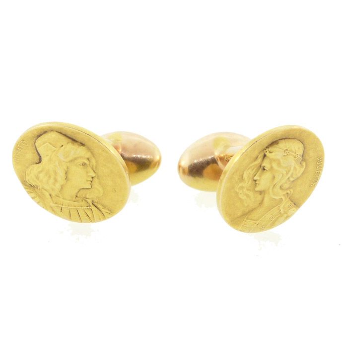 Victorian 14K Gold Romeo &amp; Juliet Cufflinks by Bippart