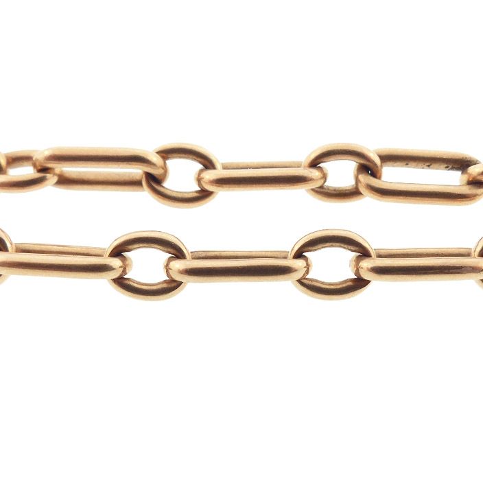 Victorian 14K Rose Gold Trombone Link Watch Chain