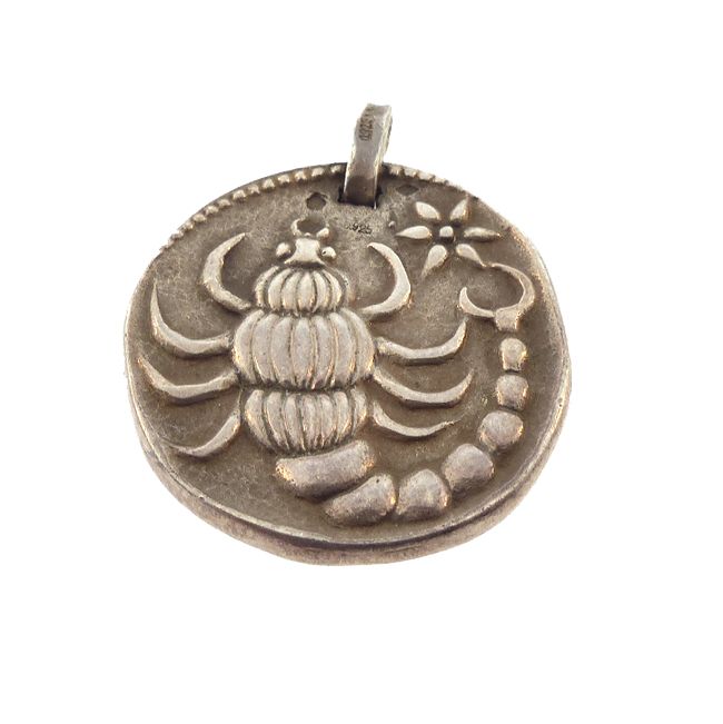 Mid-Century French Silver Scorpio Astrological Zodiac Pendant