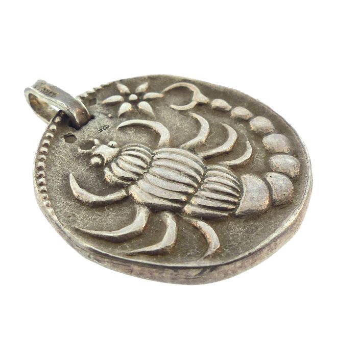 Mid-Century French Silver Scorpio Astrological Zodiac Pendant