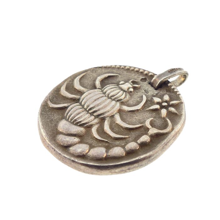 Mid-Century French Silver Scorpio Astrological Zodiac Pendant