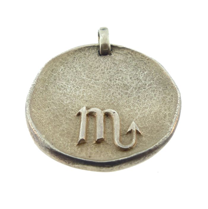 Mid-Century French Silver Scorpio Astrological Zodiac Pendant