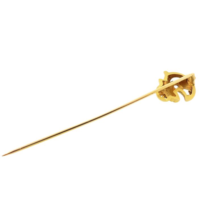 French Art Nouveau 18K Gold &amp; Diamond Griffin Stickpin