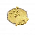 French Art Nouveau 18K Gold Diamond van der Straeten LA GAIETE Pendant