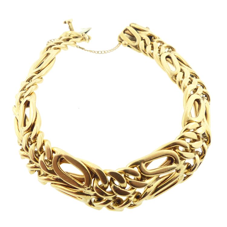 14K Gold Heavy Fancy Curb Link Bracelet