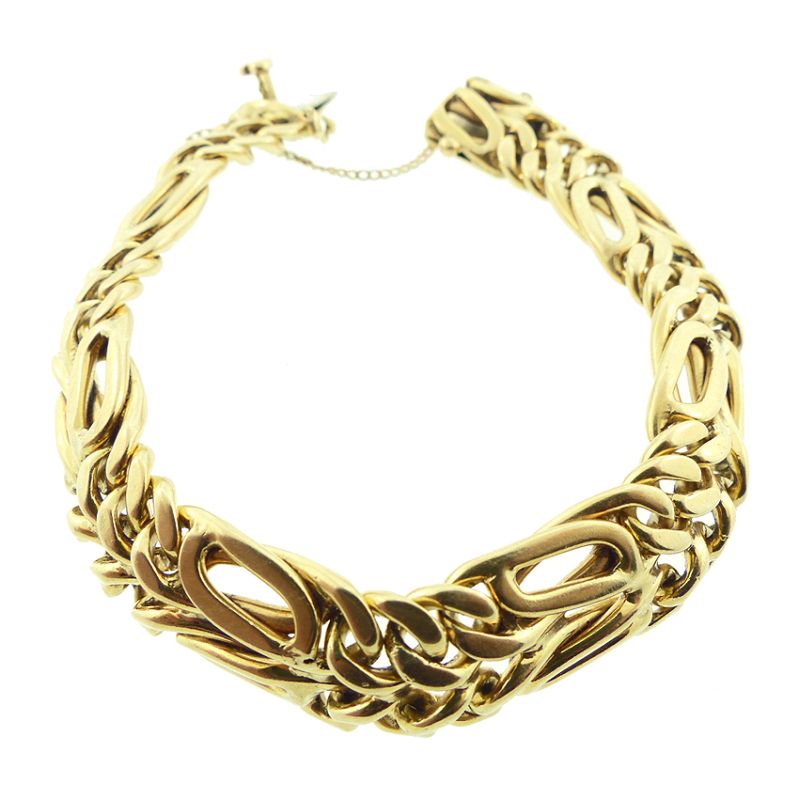 14K Gold Heavy Fancy Curb Link Bracelet