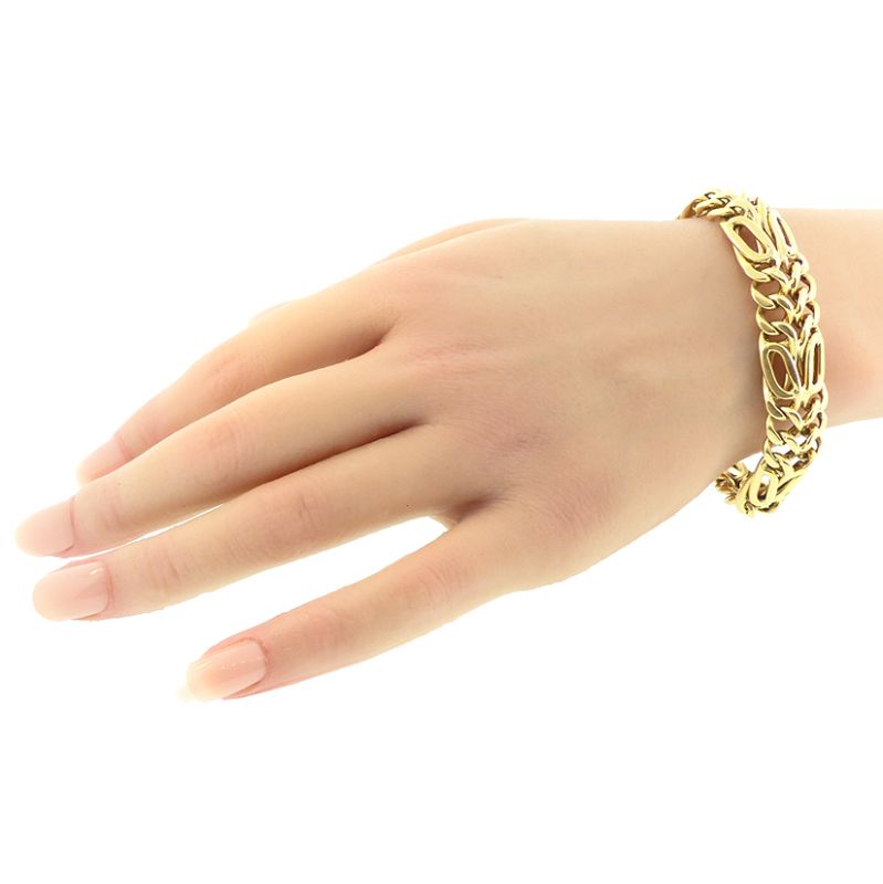 14K Gold Heavy Fancy Curb Link Bracelet