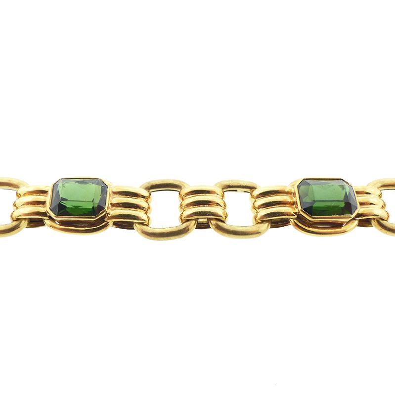 Lotos Retro 14K Gold &amp; Green Tourmaline Bracelet