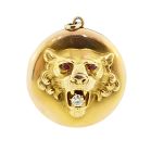 Large Edwardian 14K Gold, Diamond & Ruby Lion Locket