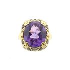 Early Art Deco Rose de France Amethyst & 14K Gold Ring