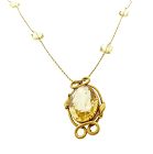 Victorian 14K Gold & Citrine Snake (Ouroboros) Necklace