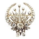 Victorian18K Gold  Rose Cut Diamond Shooting Star Crescent Moon Brooch