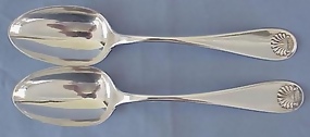 Pair Sterling Colonial Revival Serving Spoons